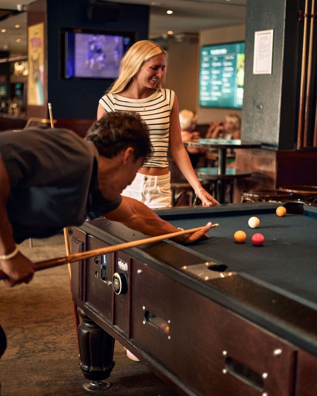 Wednesday nights = pool comps at Sports Bar from 6:30pm. $6 entry + a schooner, with prizes up for grabs. Rack &lsquo;em up 🎱