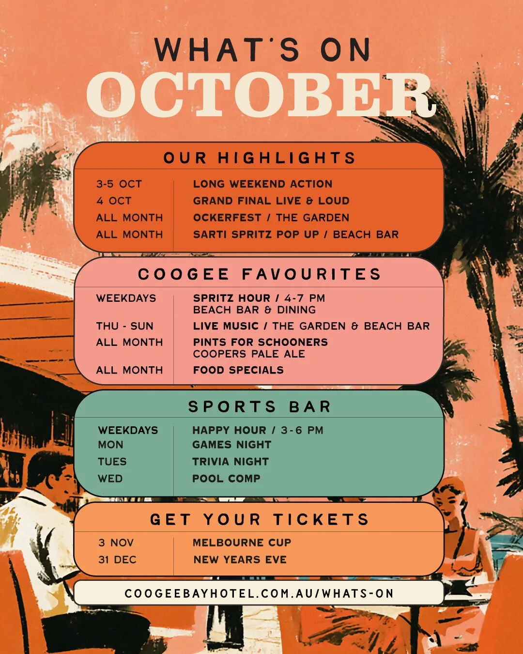 OCTOBER, WE&rsquo;RE READY FOR YA ☀️🍻

Warmer days, longer arvos and plenty happening. See you at The Bay!
