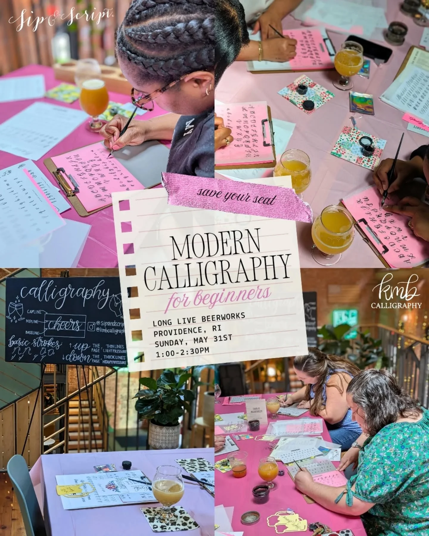 Next up: drafts &amp; crafts 🍻🖋️🌸 Join me for a Sunday Funday at @longlivebeerworks where you'll learn the art of modern calligraphy with a dip pen in one hand &amp; a beer in the other! 

📆: Sunday, May 31st
🕐: 1:00-2:30pm
📍: Long Live Beerwor