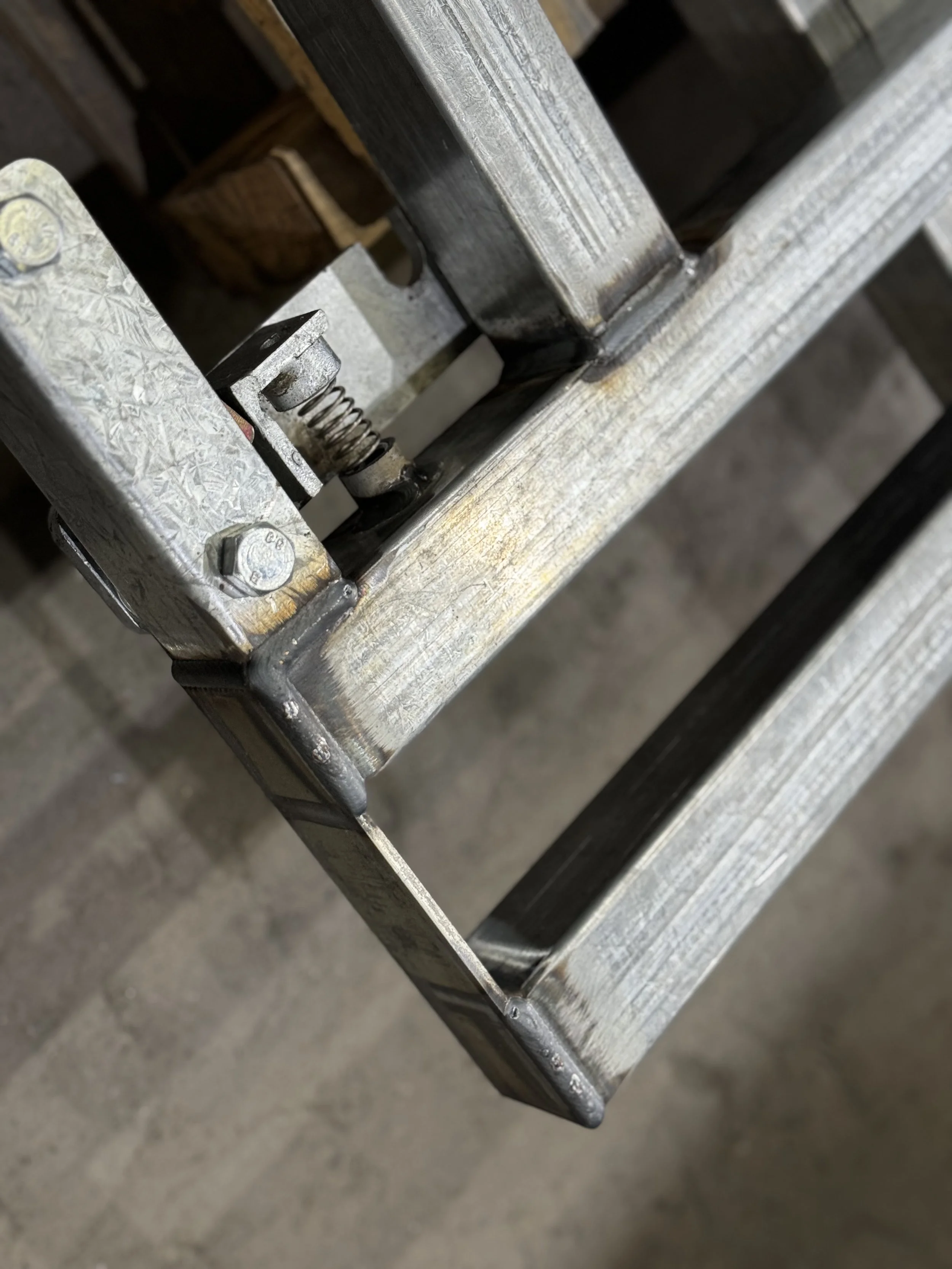 Galvanised steel frame welded