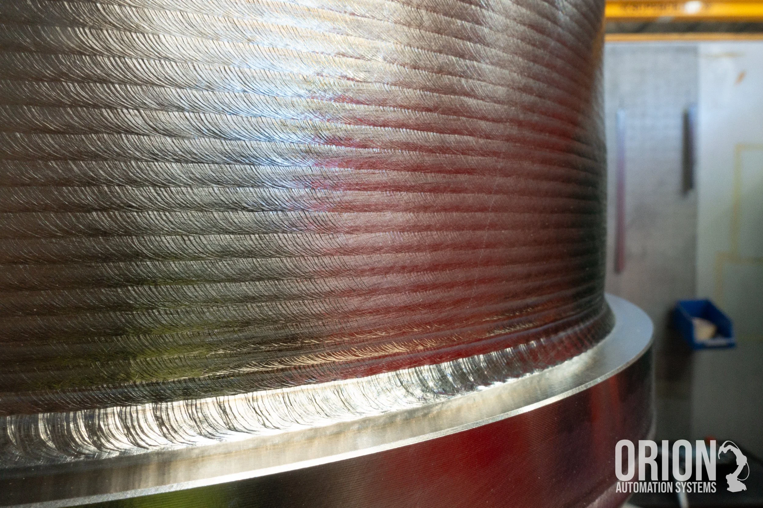 Titanium build up around a circular part