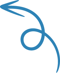 A blue arrow and a curved line with a tail, resembling a stylized check mark or pen stroke.