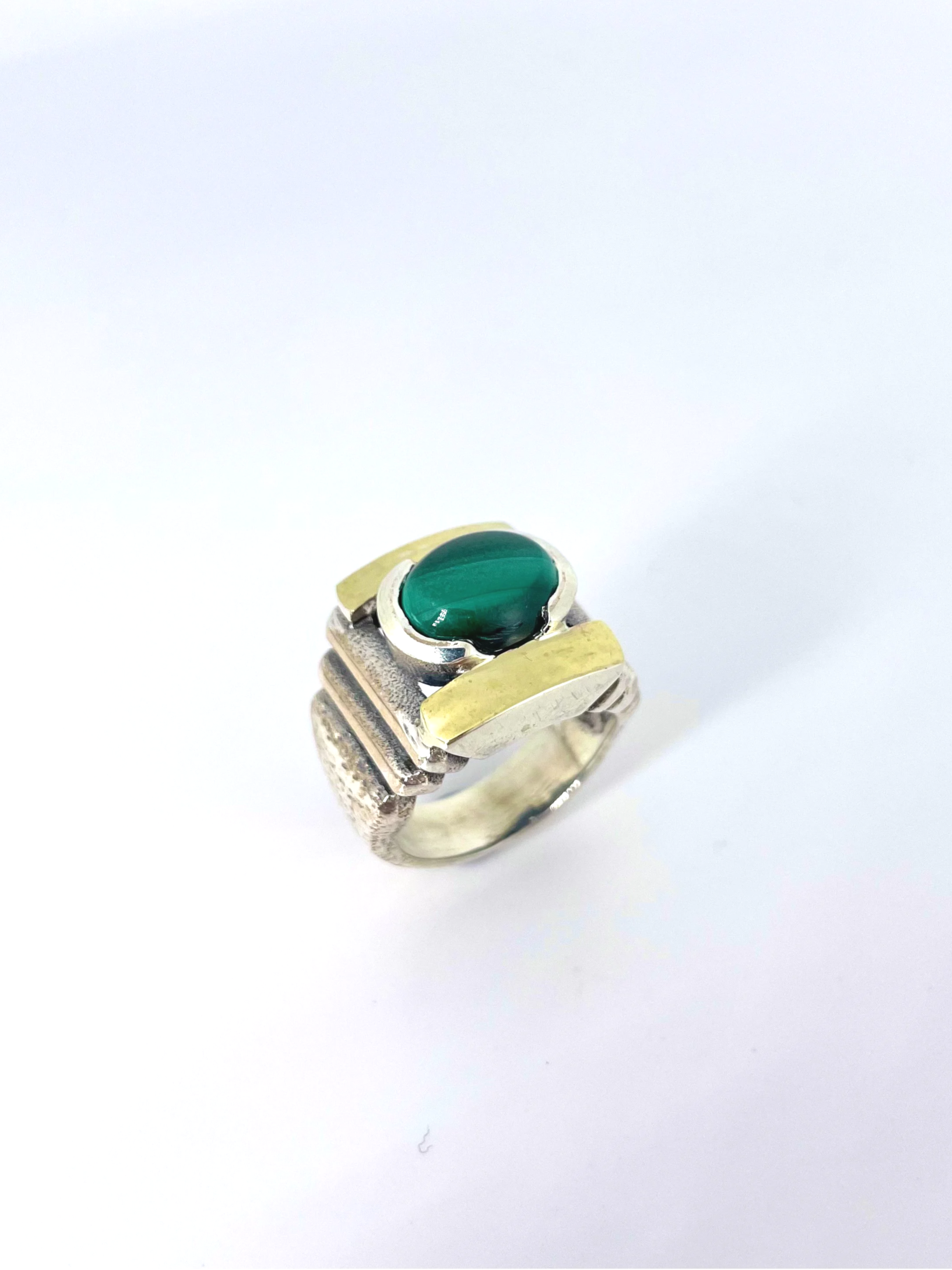 Anel Art Déco - Verde Malaquite