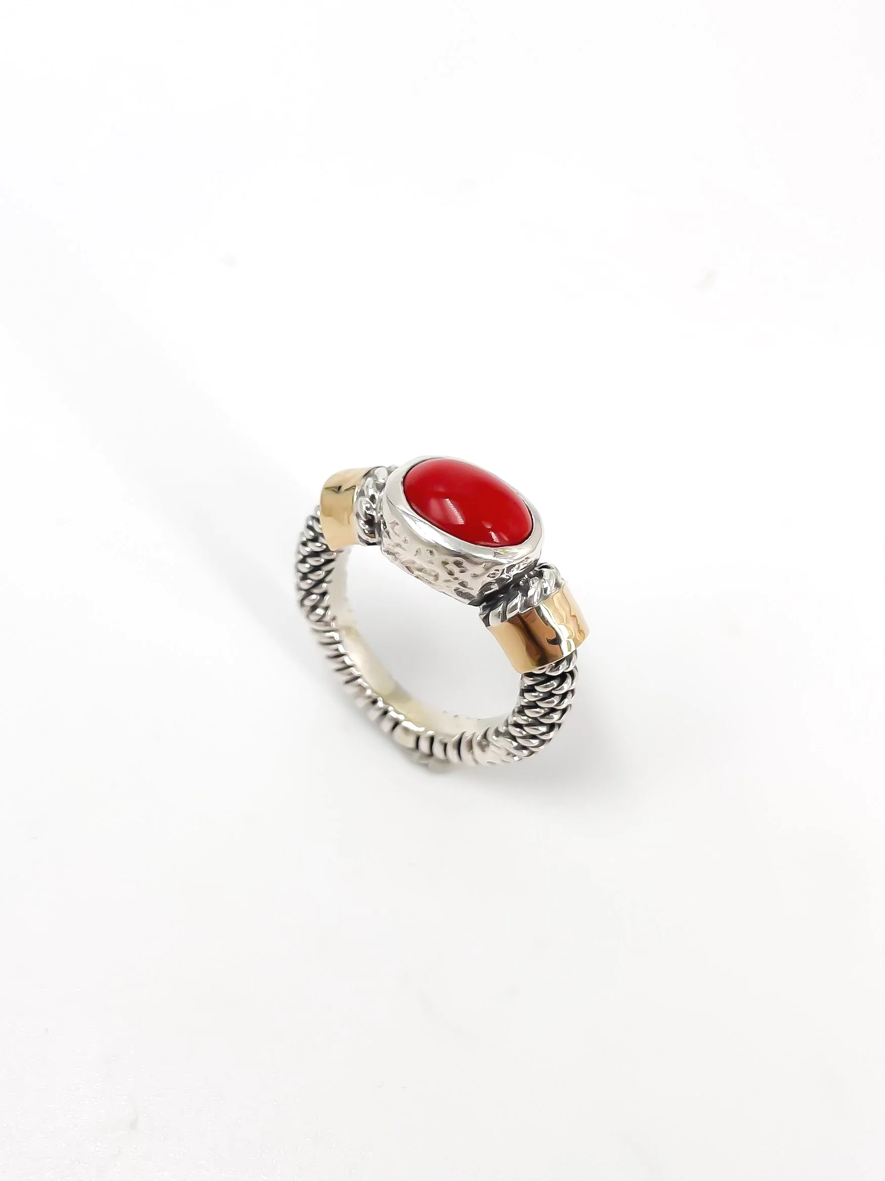 Anel Macho e Fêmea - Coral Vermelho