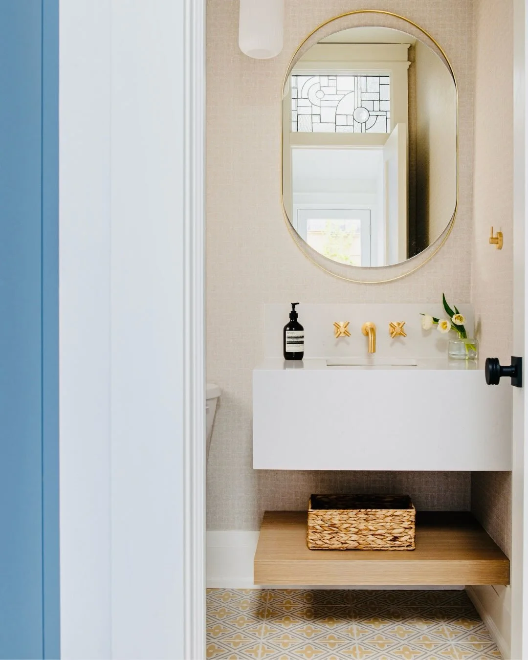 W O R T H  T H E  W A I T

This little yellow powder room was one of the last rooms to be finished at our Waverley project because of a delay with the floor tile. When you see those tiles, you&rsquo;ll agree that it was worth waiting for the shipment