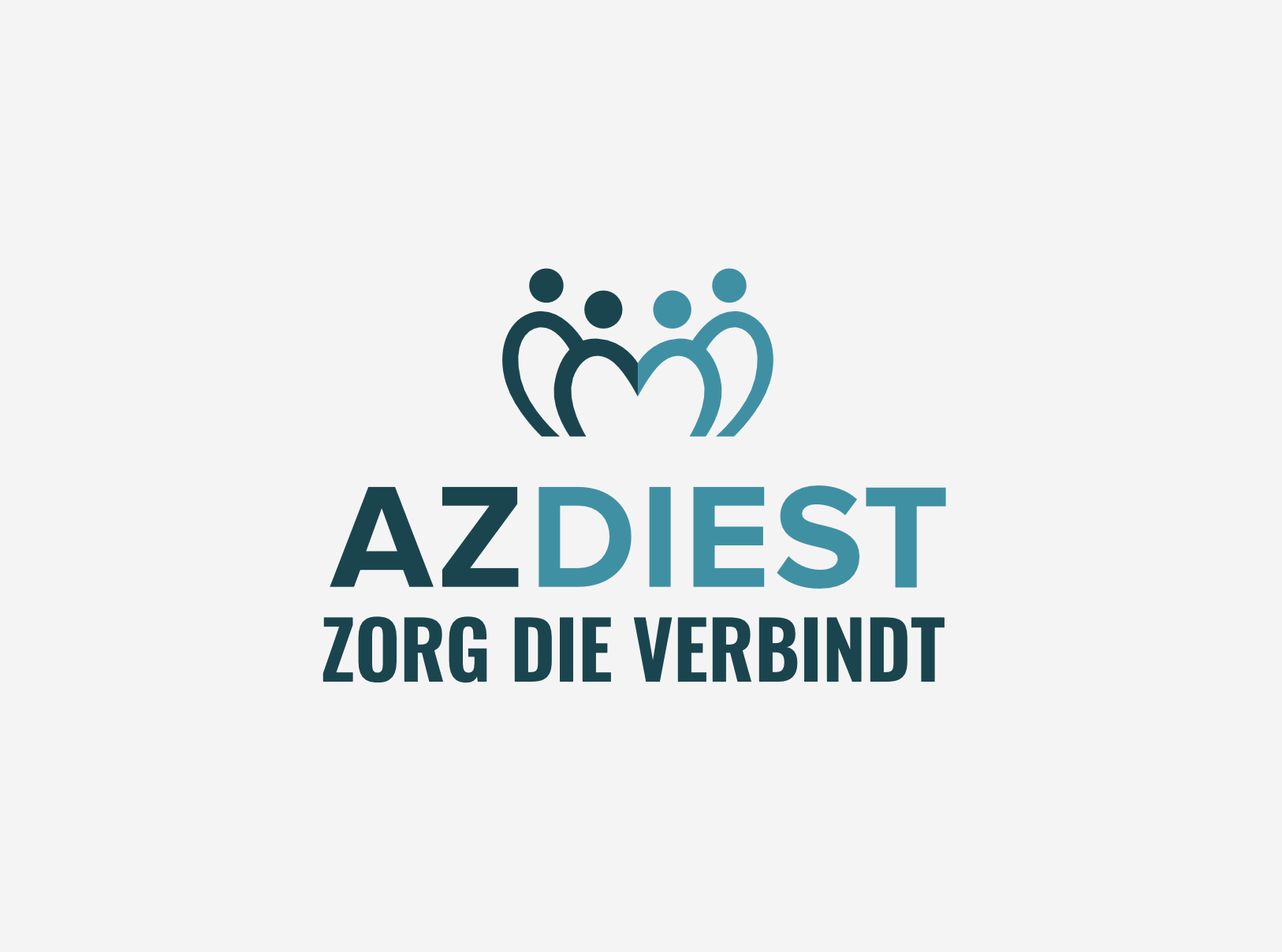 Logo van het AZ Diest samen met de nieuwe slogan, uitgewerkt door iso800 en FILTER