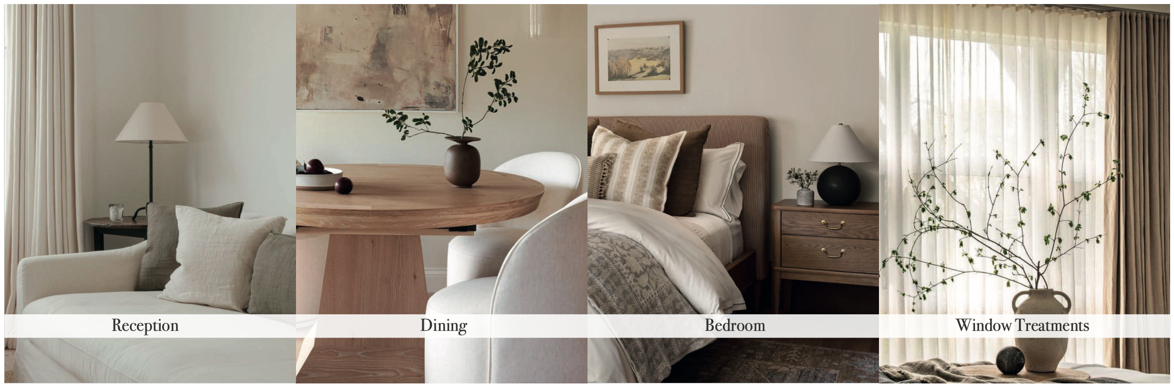 Luxury open-plan living and dining space featuring designer furniture, parquet oak coffee tables, bespoke kitchen cabinetry and curated accessories by Burbeck Interiors.