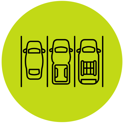 Le Mans car park black outline icon green circle