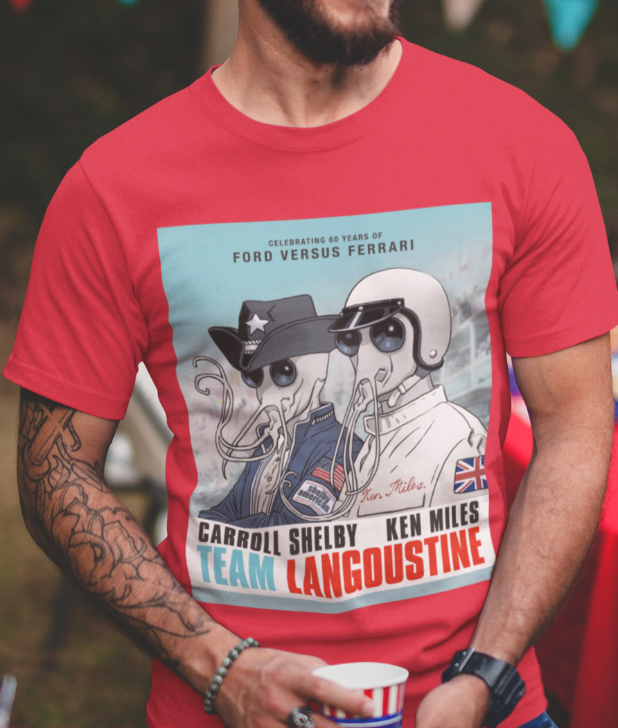 'Carroll &amp; Ken' 60 Years of Ford vs Ferrari t-shirt available for a limited time