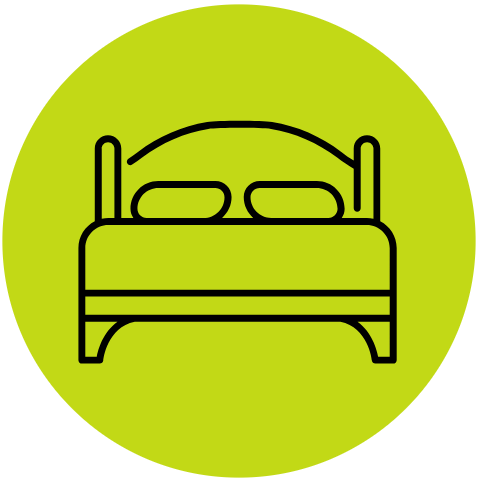 black Hotel Bed icon green circle
