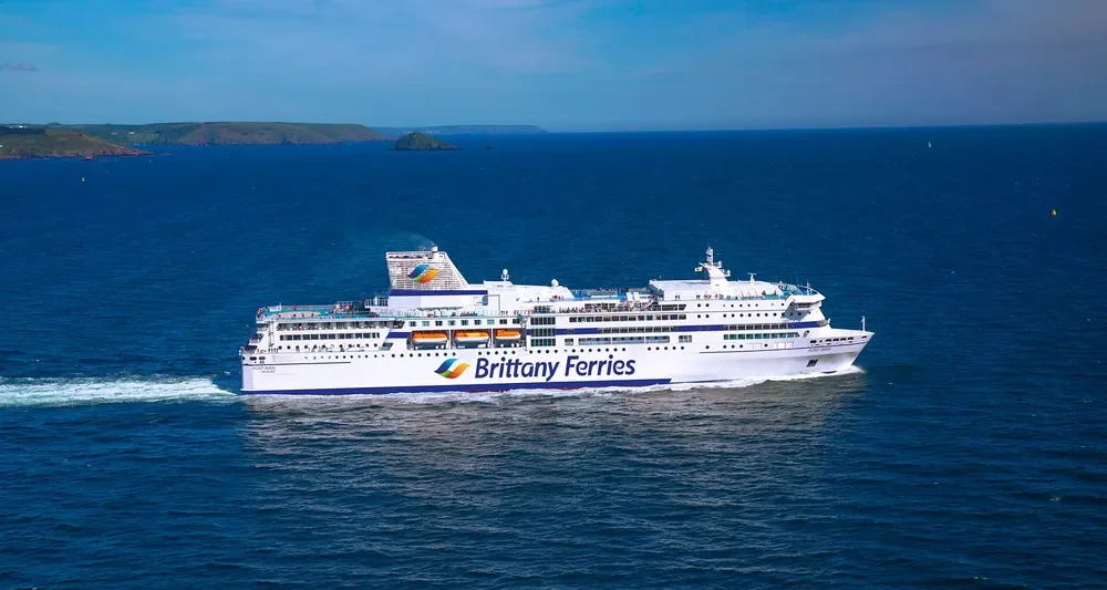 UK to France white channel crossing ferry at sea