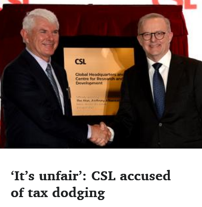 Australian biotech company CSL accused of shifting $5bn in revenue to Switzerland