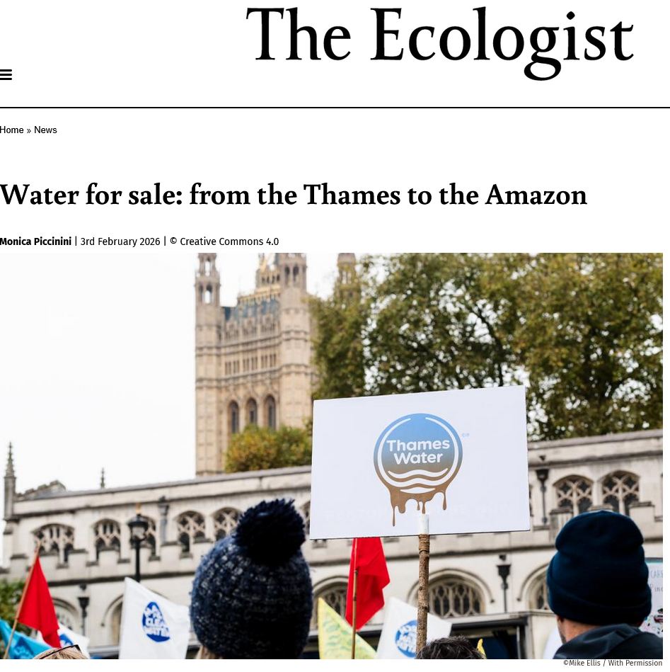 Water for sale: from the Thames to the Amazon