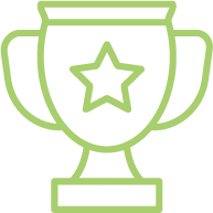 Outline of a trophy cup with a star in the center.