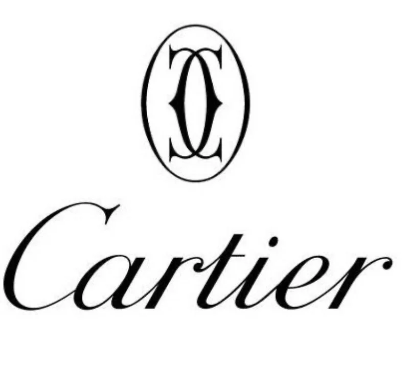 Cartier logo with a stylized emblem above the brand name in cursive script.