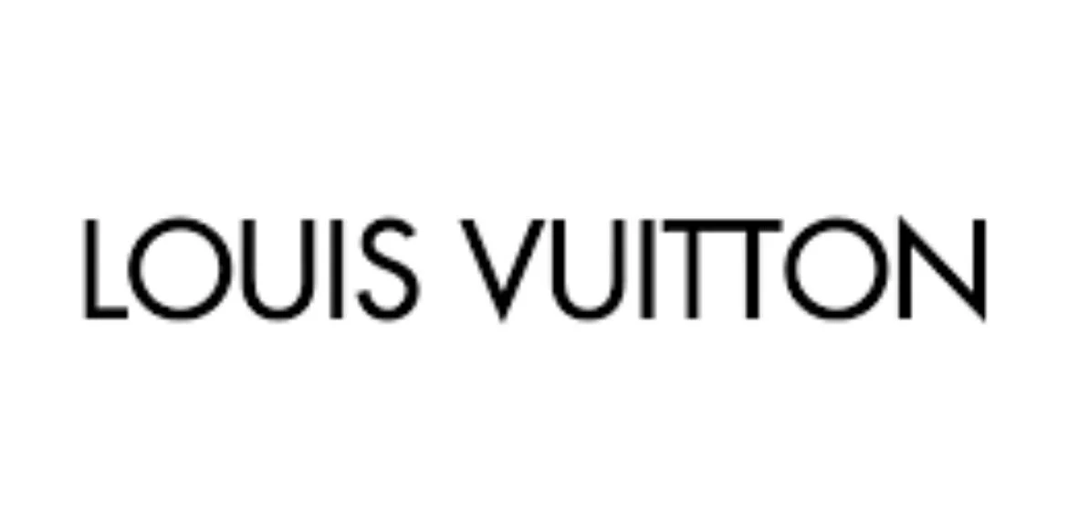 Louis Vuitton logo in black text on a white background.