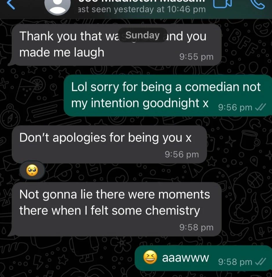 Screenshot of a WhatsApp chat conversation with humorous and casual exchange about chemistry and chemistry-related feelings.