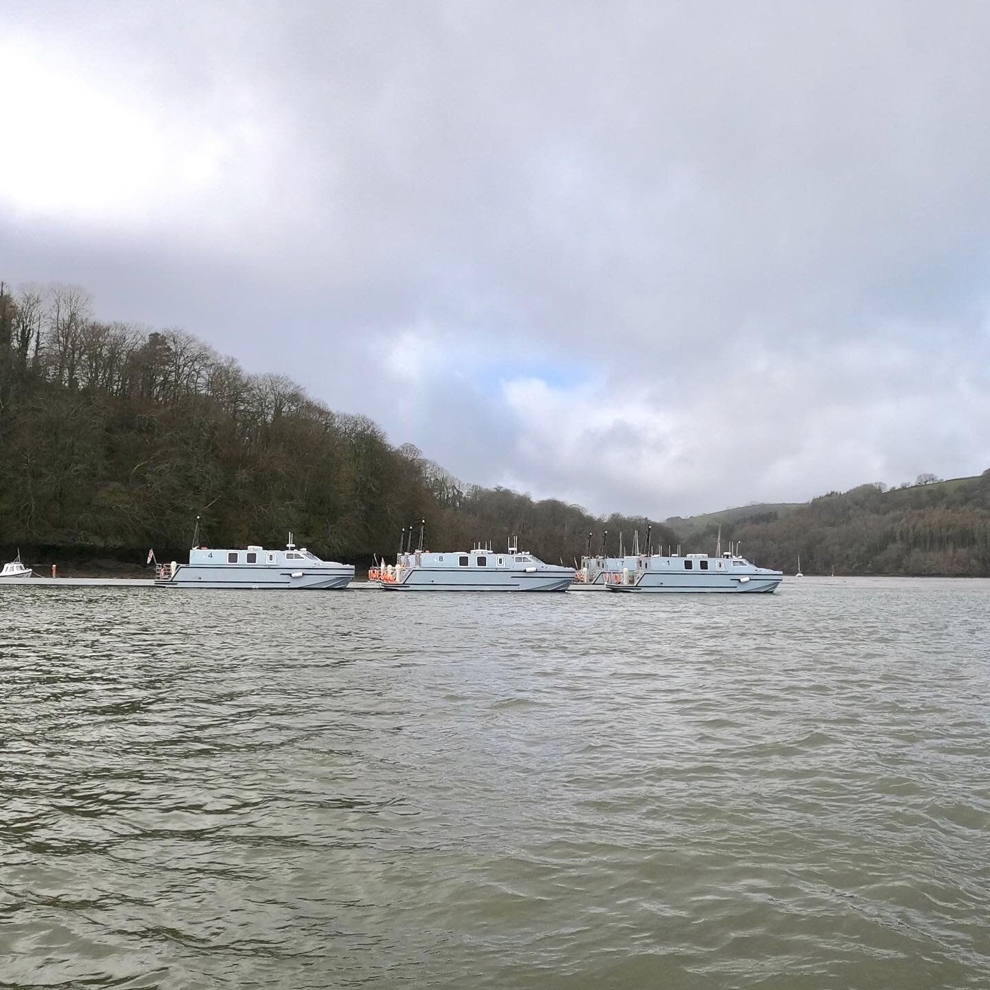 Hello fleet of 15m Officer Training Boats ATLAS ELEKTRONIK UK, looking ready for action in Dartmouth last week. Always great to see Team FISH'S work in such great numbers. #marinedesign #navalarchitecture