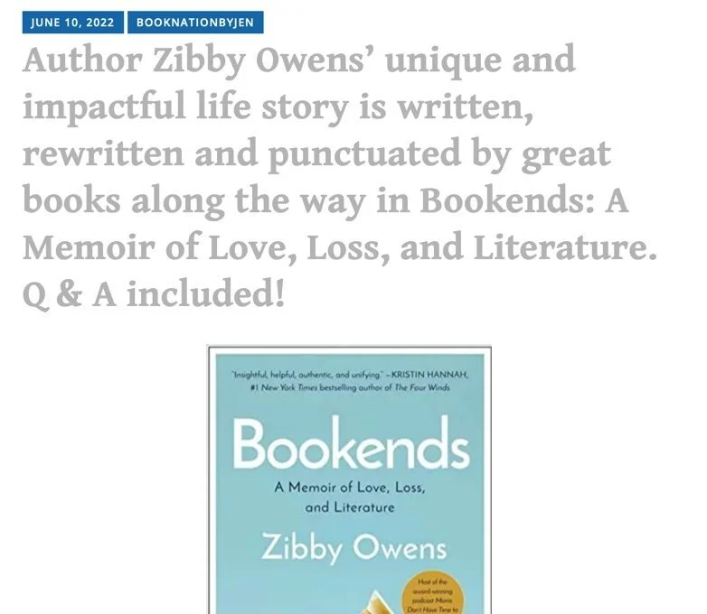 Book Nation by Jen “Author Zibby Owens’ unique and Impactful Life
