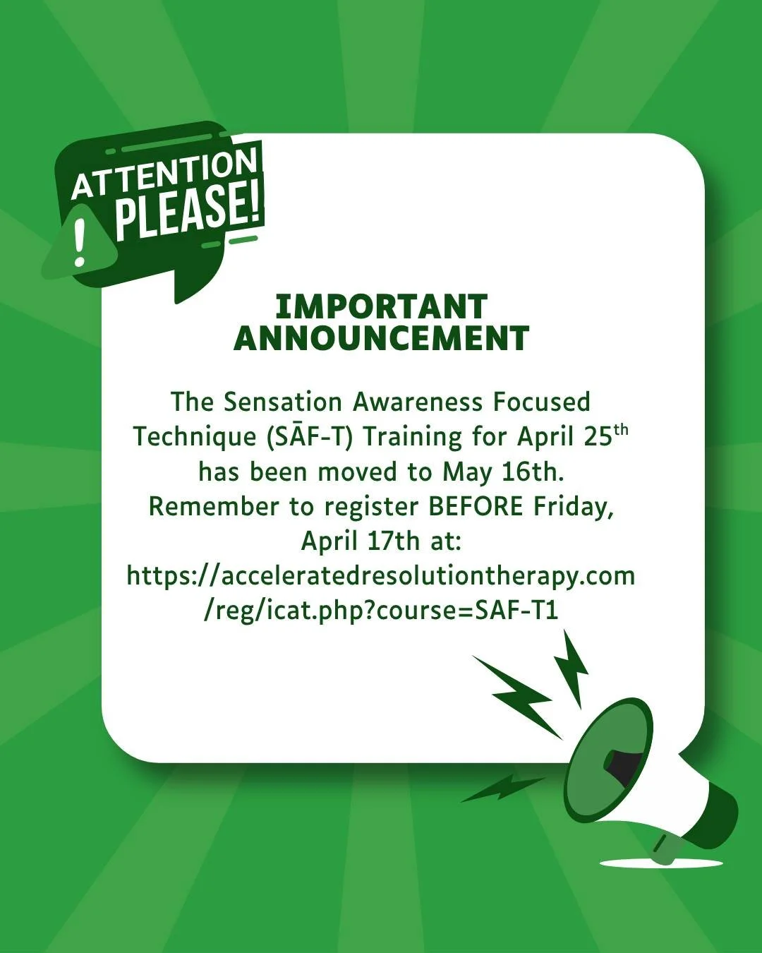 Please reach out if you have any questions regarding the training.