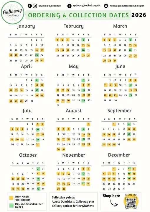 Galloway Food Hub 2026 calendar