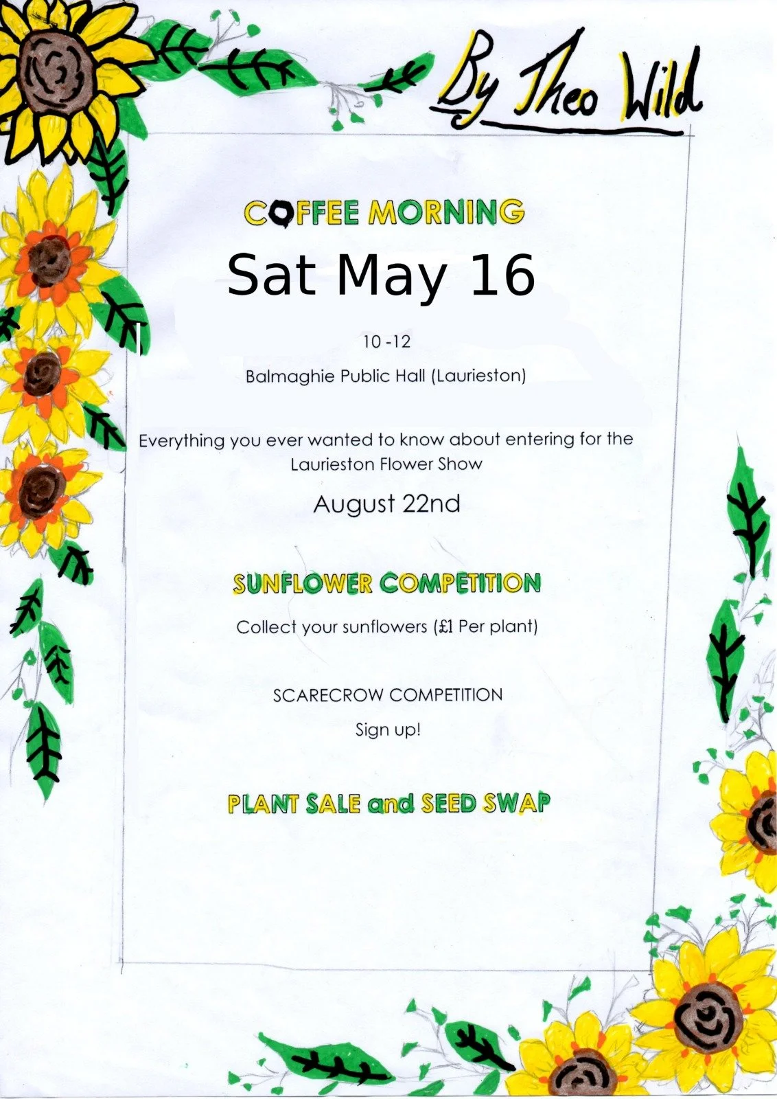 Coffee morning and Flower Show sign up