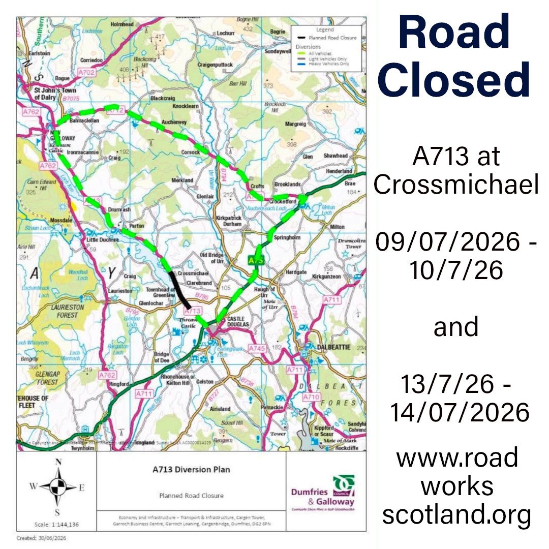 Road closed Crossmichael