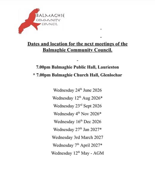 Balmaghie CC Meeting Dates 26-27