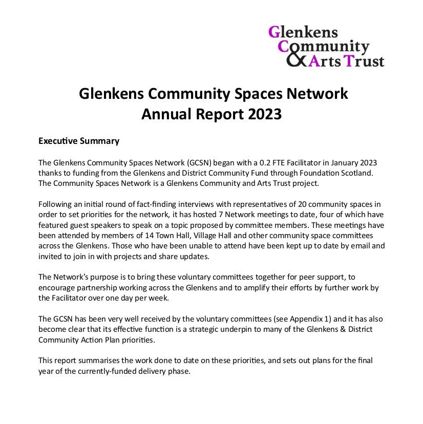 Glenkens Community Spaces Network Annual Report 2023