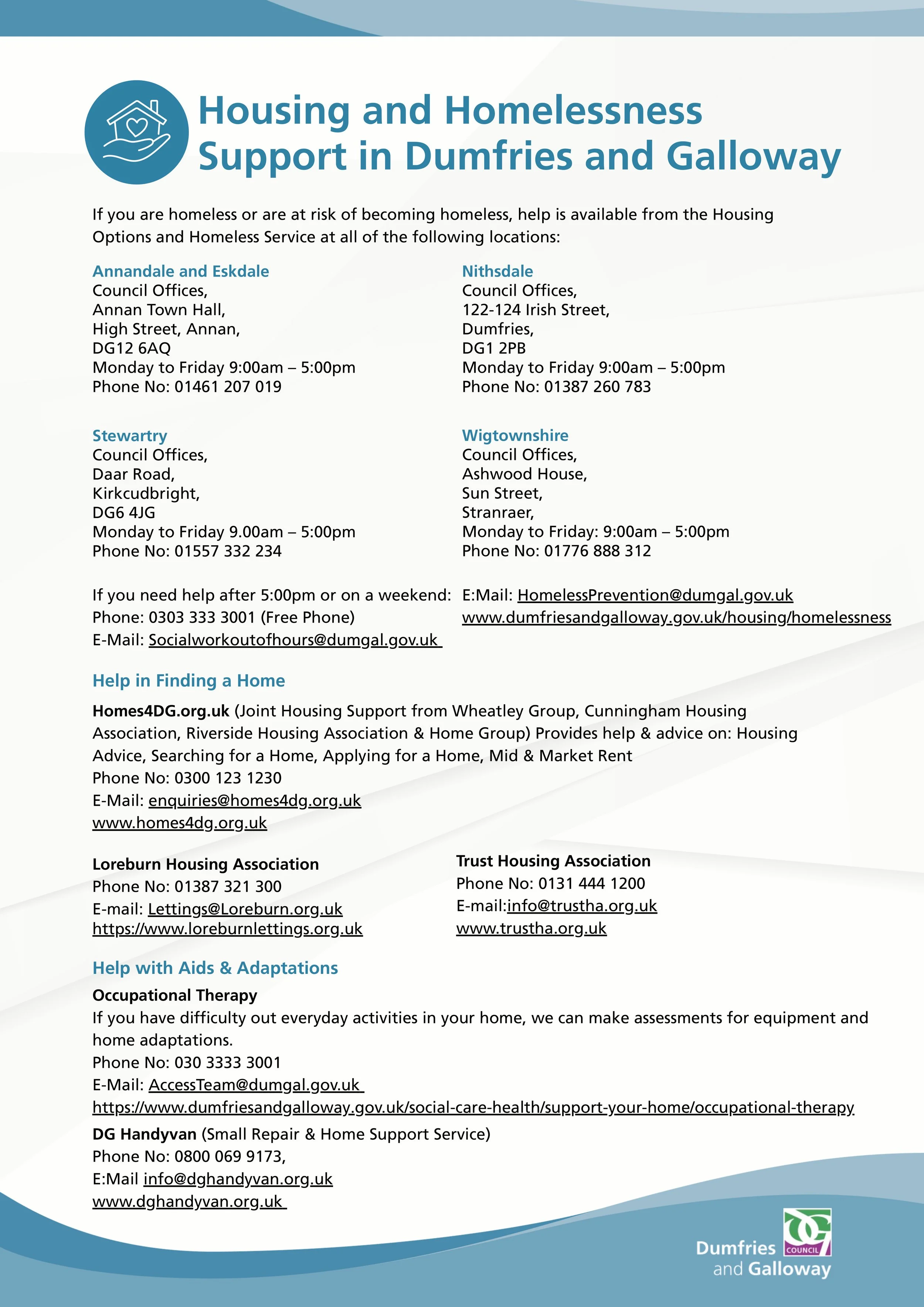 Housing and Homelessness leaflet