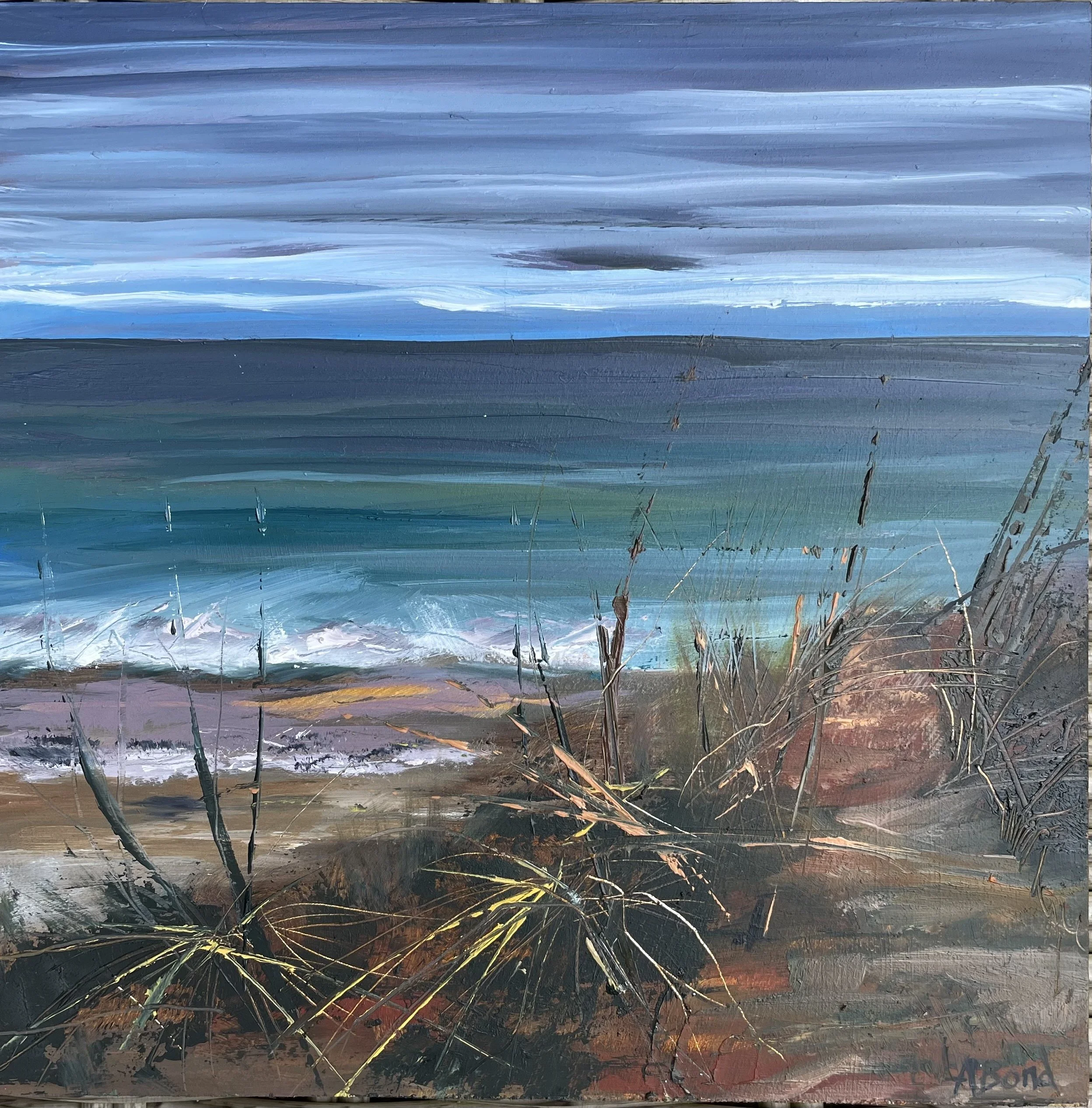 DUNE GRASS  oil on board 20x20cms