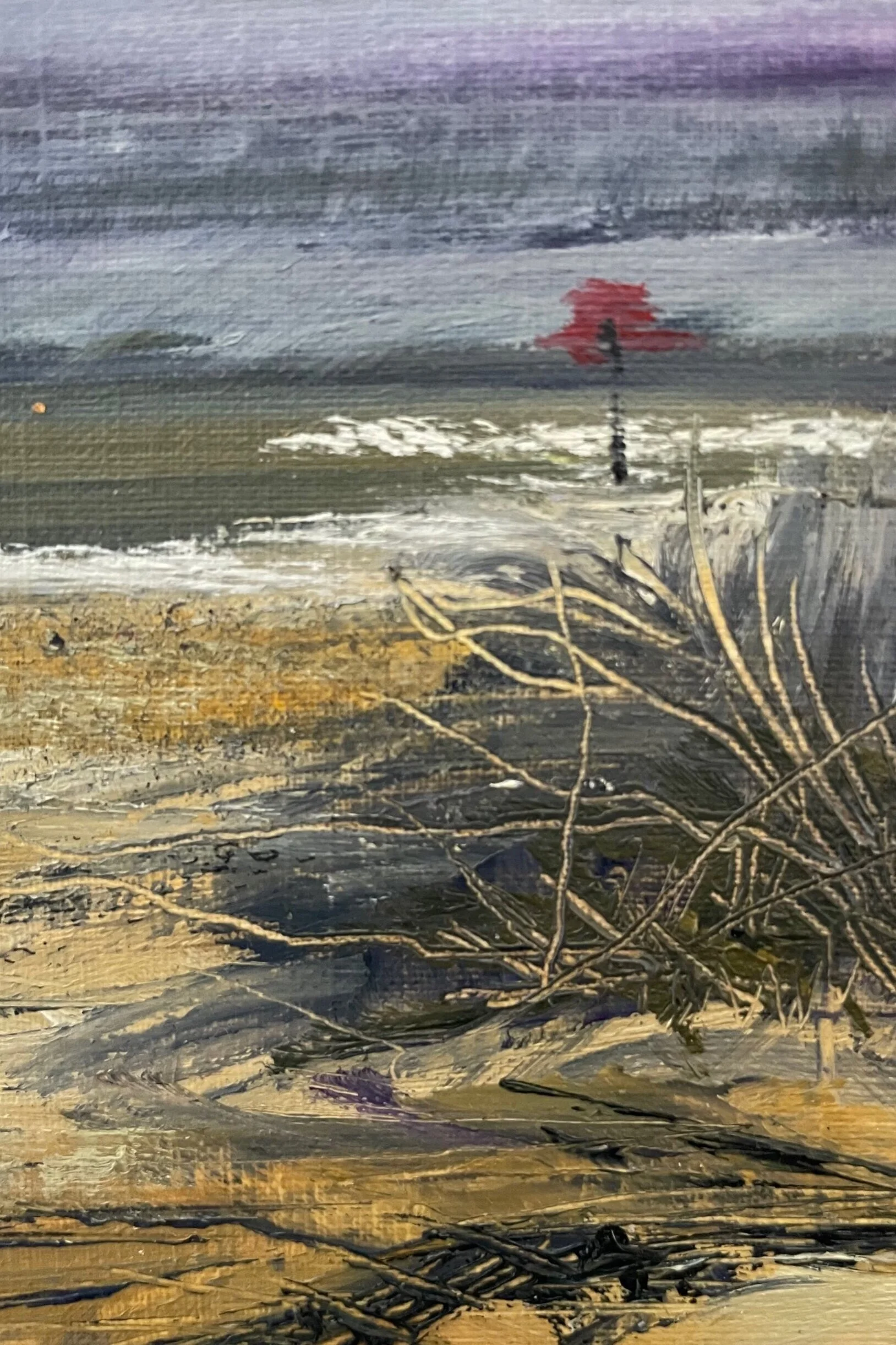 MUDEFORD BEACH  oil on paper 12x15cms