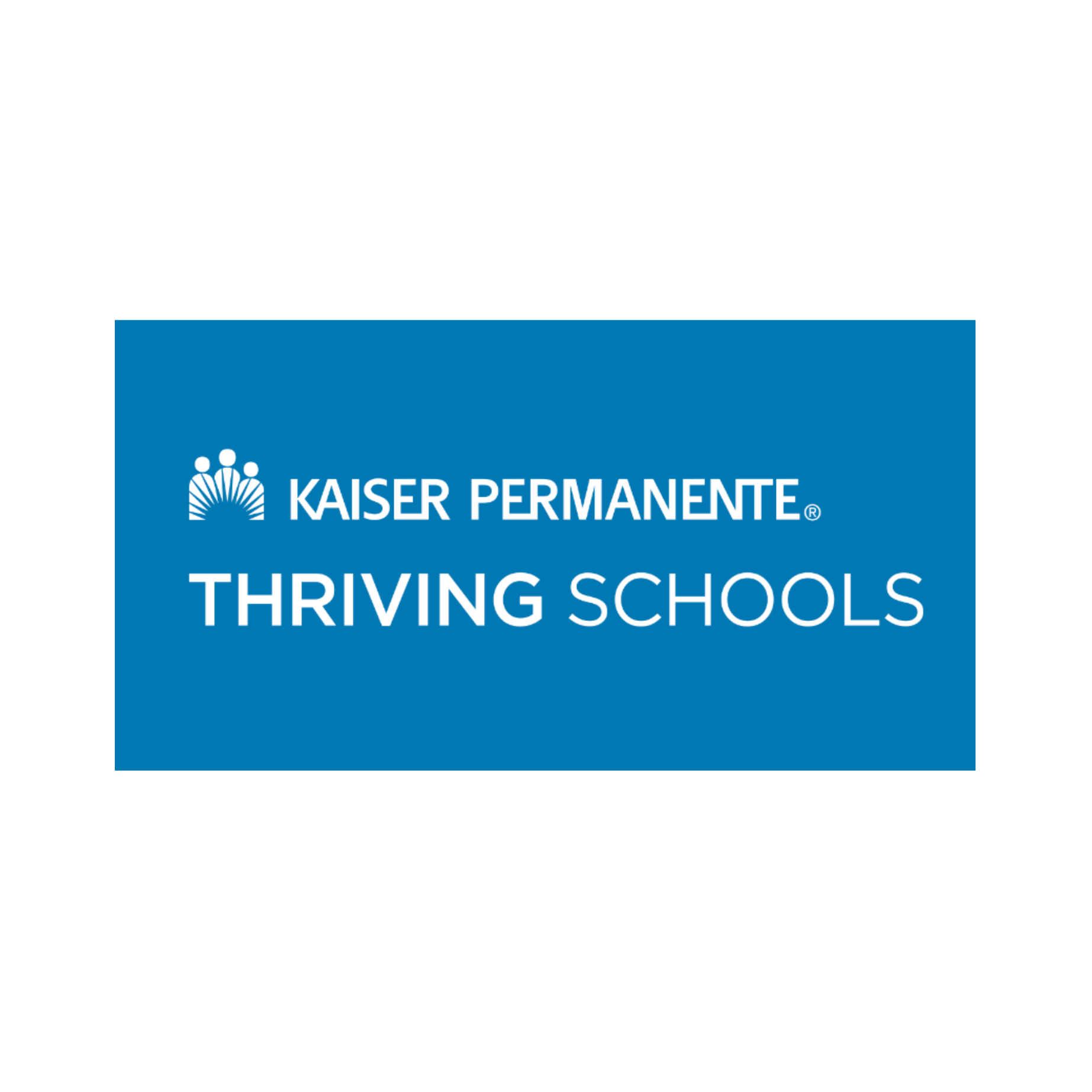 Kaiser Permanente Thriving Schools logo on a blue background.