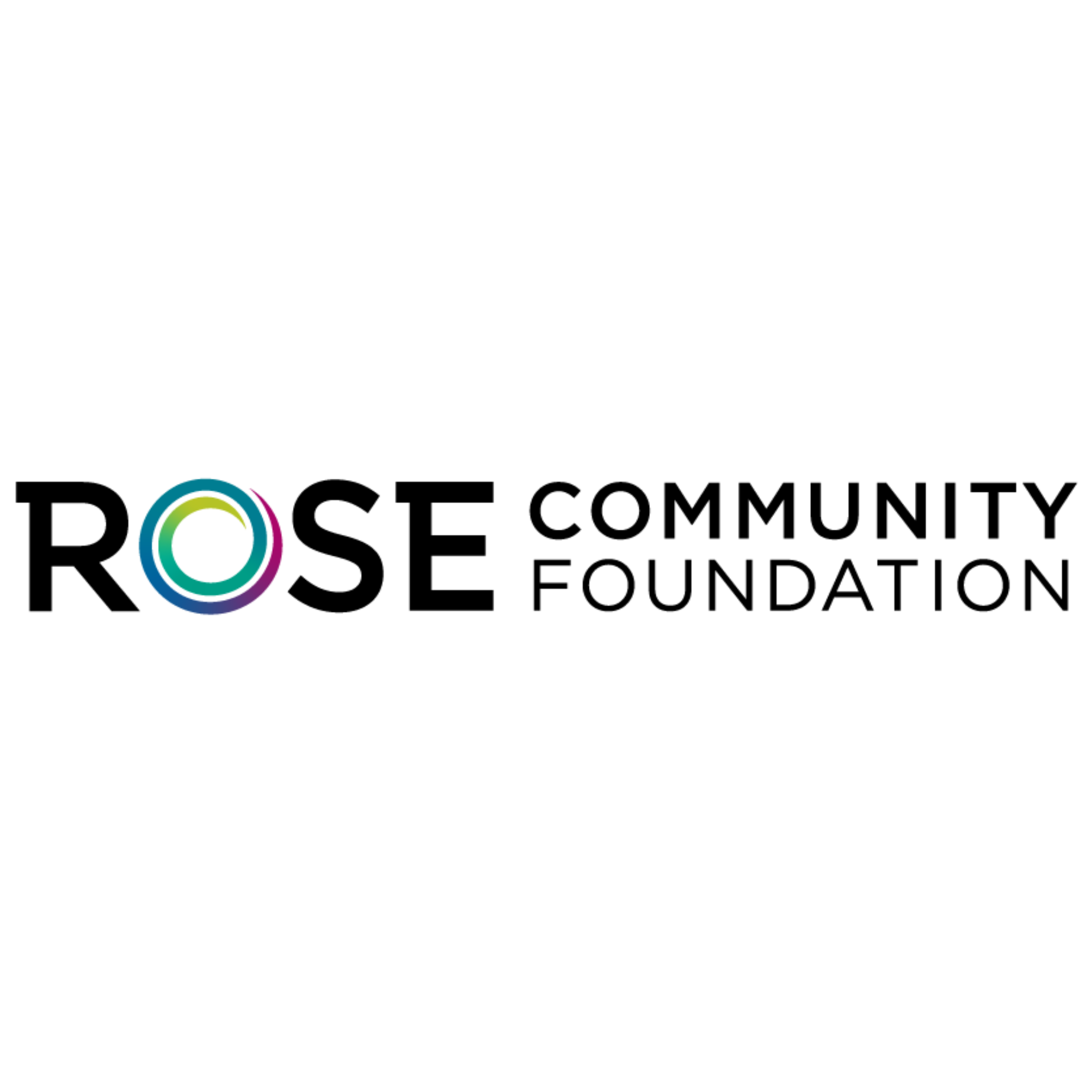 Multicolored circular logo with overlapping crescents on white background.