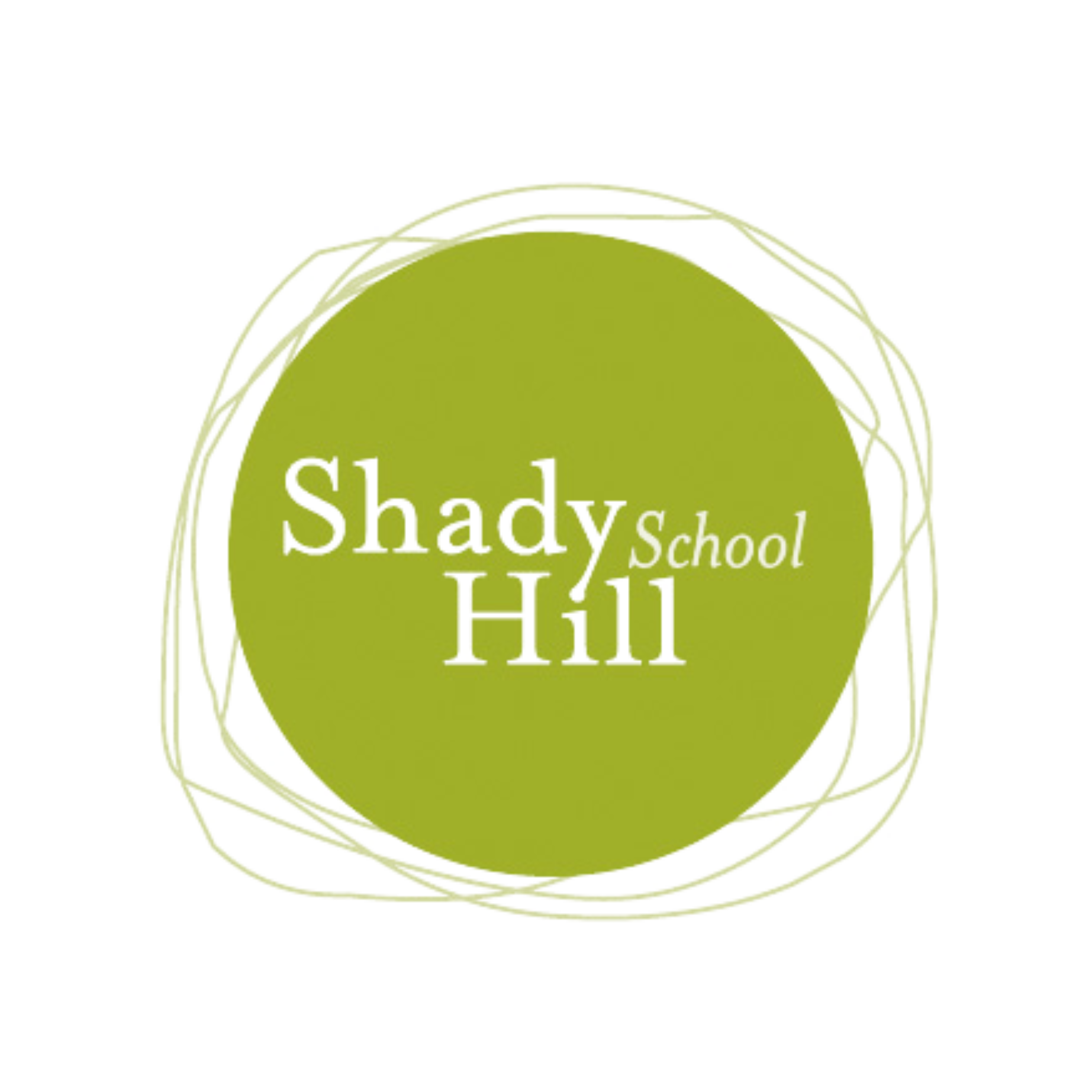 Logo of Shady Hill School with green circle and white text