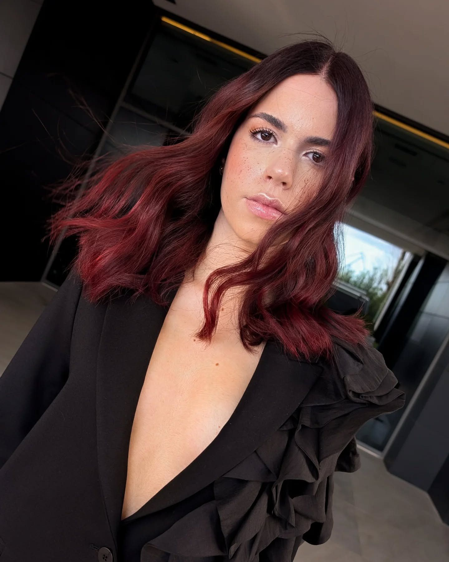 Cherry Cola

Did you know that red is one of the only tones that can suit warm and cool skin tones?

Red can typically be known as warmer, but by adding cooler tones, like violet, can also be much cooler.

Here I used a cooler red combination to crea
