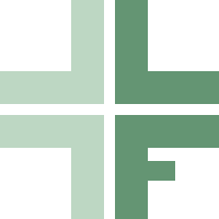 A geometric abstract design featuring black lines and green blocks on a light green background.