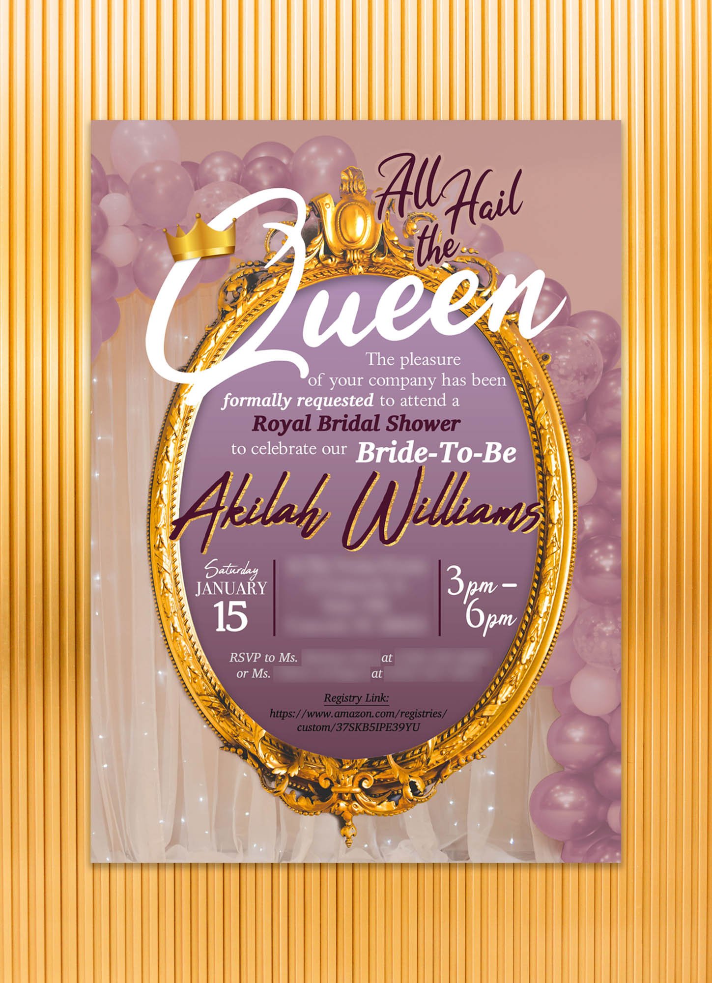sophisticated vibrant bridal shower invitation design