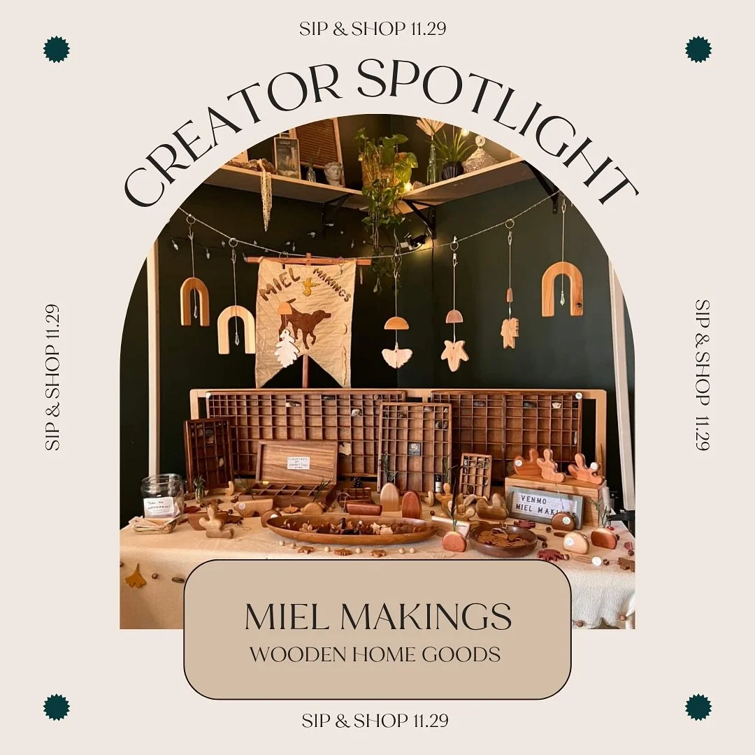 Another wonderful local vendor joining us for Sip &amp; Shop is @miel_makings !!! 🍁

This a husband and wife duo making nature-inspired wooden home decor. 

&ldquo;We&rsquo;re here to bring that feeling of peace, ease, and warmth every time your fam