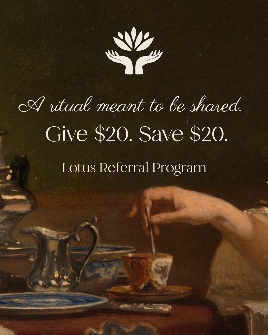 You love The Lotus Room. They will too.

We created a simple way to share this space with someone in your life.

When you send your referral link, your friend receives $20 off their first visit. 

Once their experience is complete, you&rsquo;ll recei