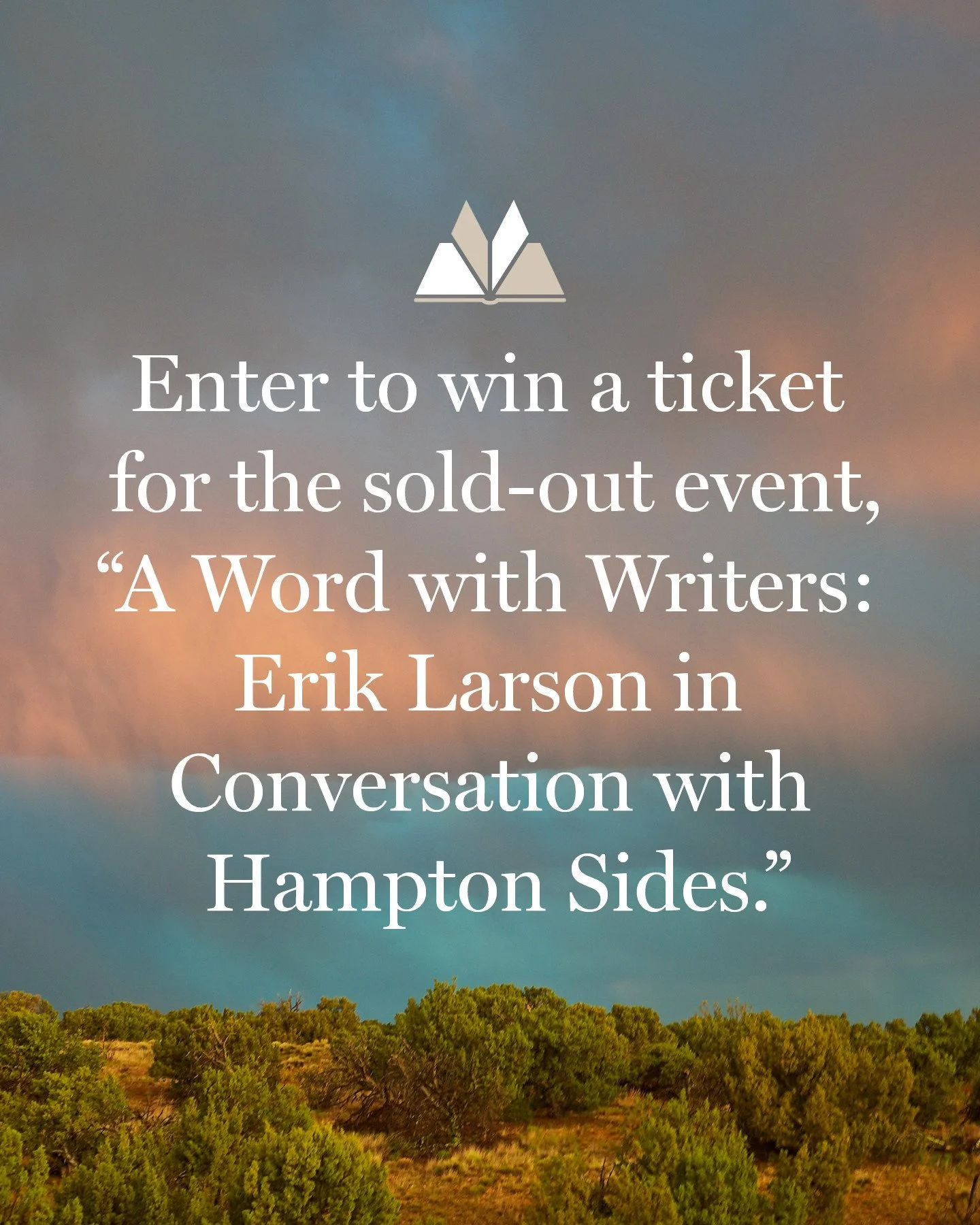 🎟️ RAFFLE: Win a ticket to a sold-out event!⁠
⁠
On March 27, join us for &ldquo;A Word with Writers: Erik Larson in Conversation with Hampton Sides.&rdquo; The event is sold out, but we have 4 tickets to giveaway 📚✨⁠ @erikxlarson @hamptonsidesautho