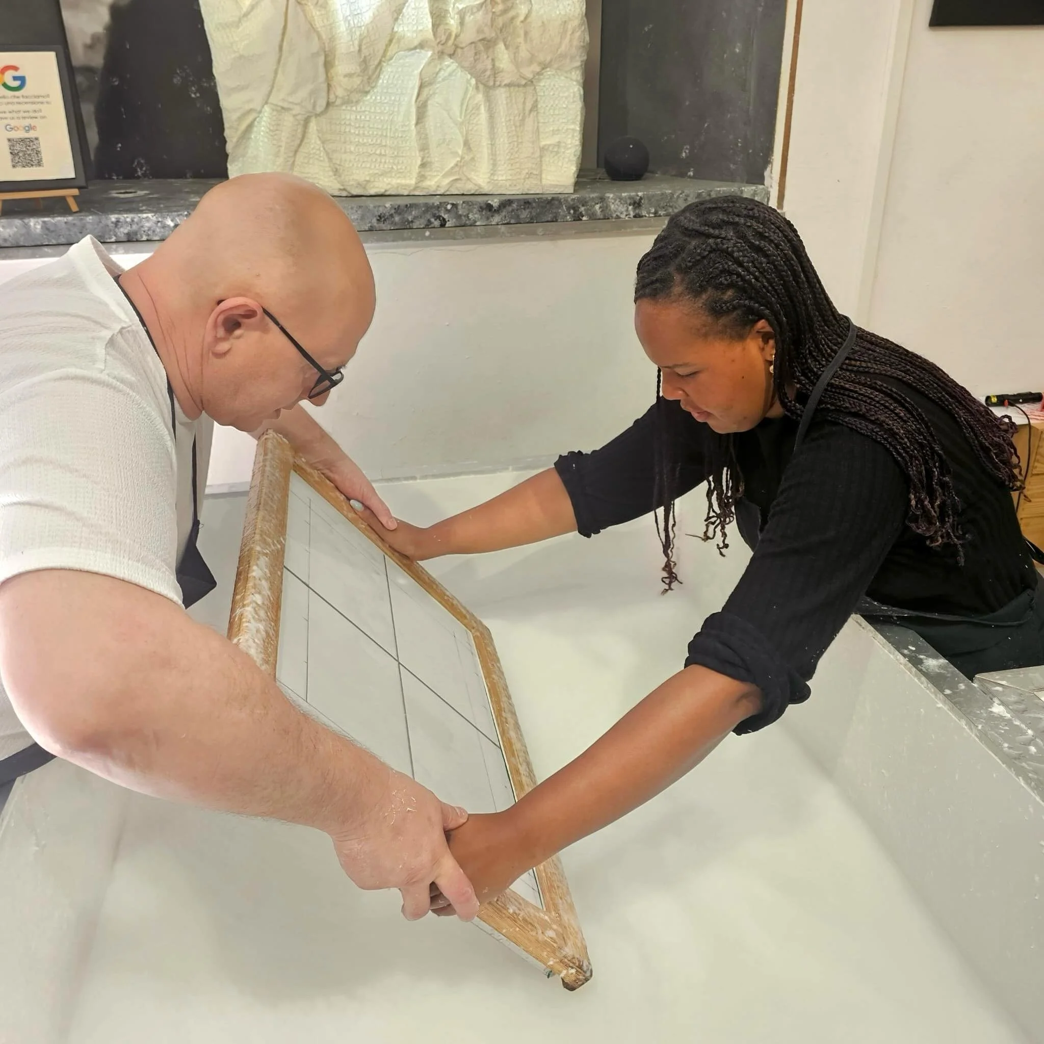 Last week was dedicated to learning from Sandro Tiberi, artist and artisan specialising in handmade papermaking, at his atelier in Fabriano.

It will be fascinating to see how Kathia&rsquo;s practice develops following this encounter with Sandro and 