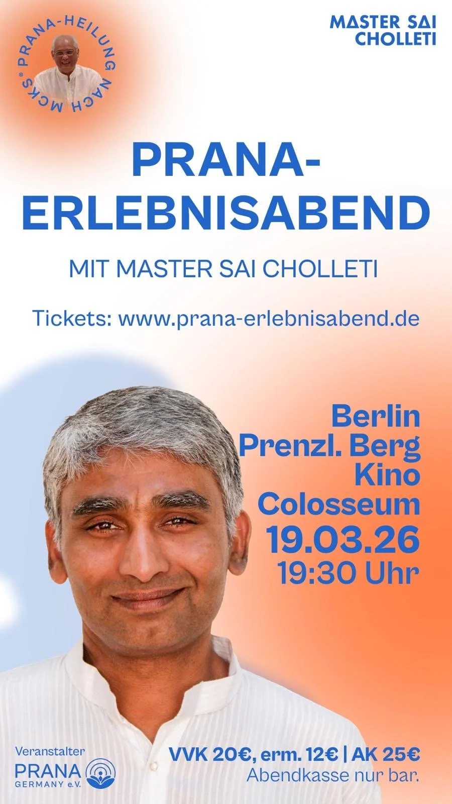 Prana-Erlebnisabend mit Master Sai Cholleti