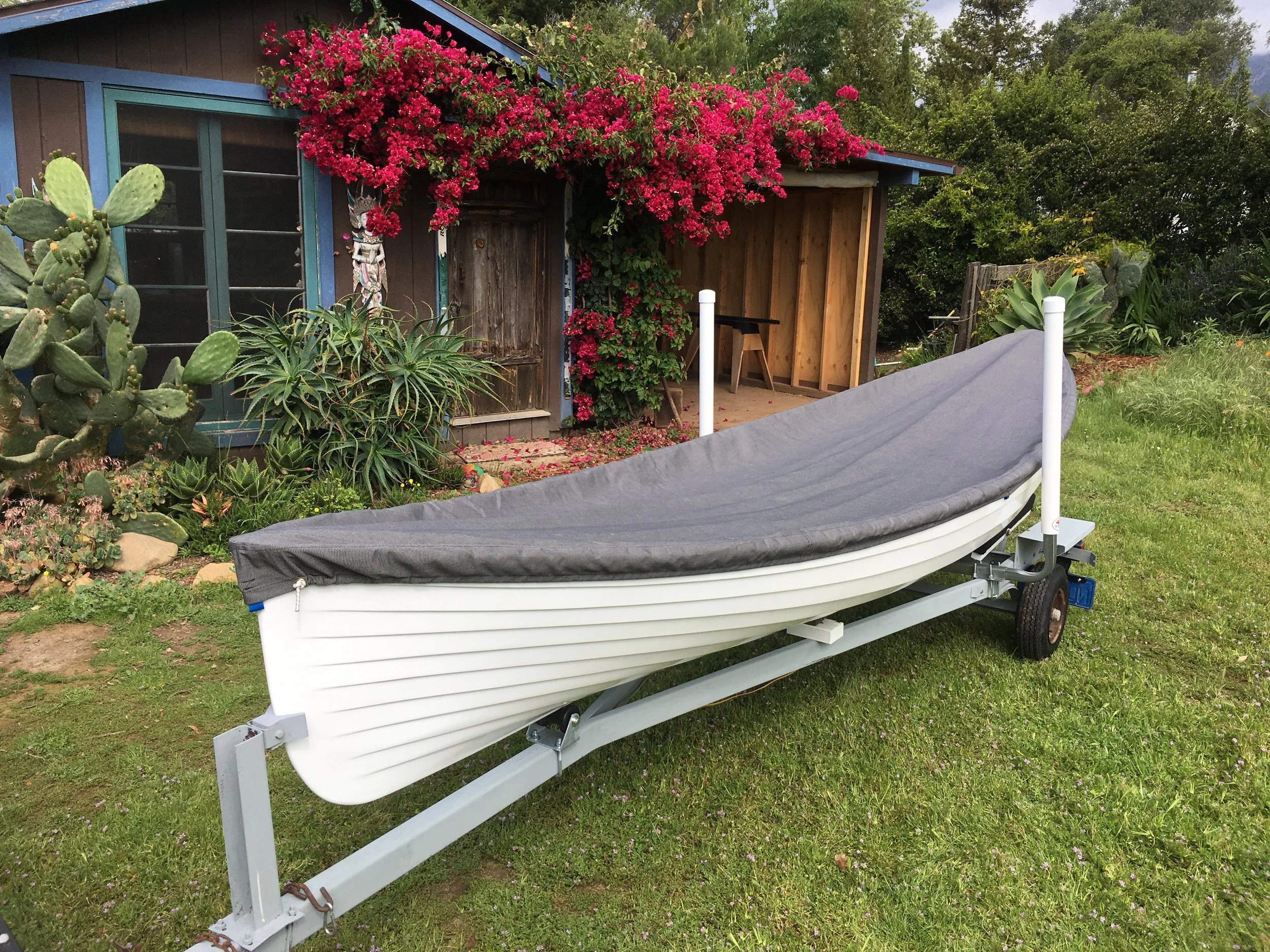 Santa Barbara row boat canvas cover by Carpinteria Boat Works.