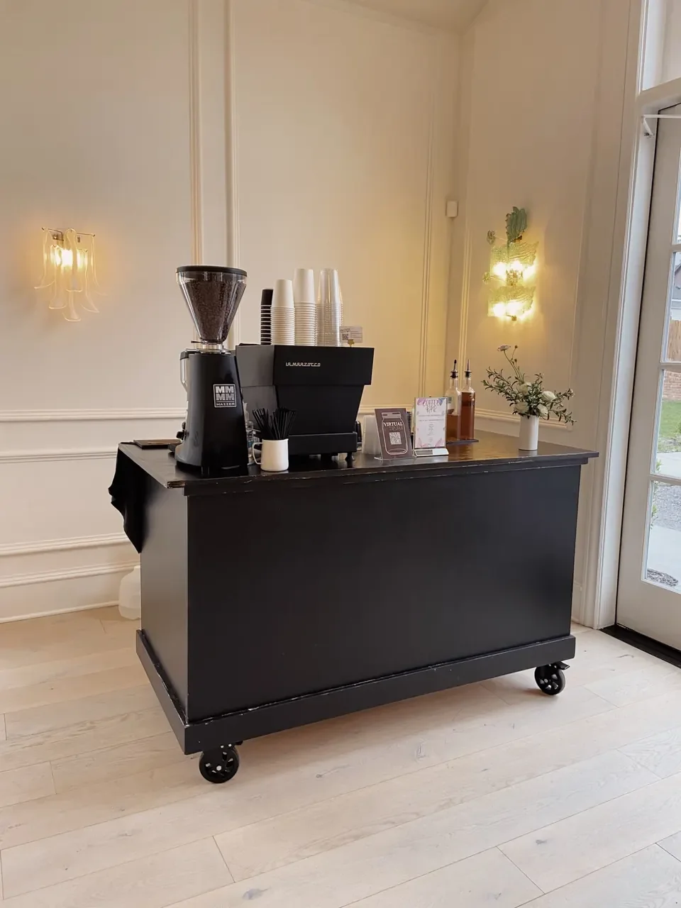 Mobile espresso bar setup for event coffee catering in Nashville by Merge Coffee Bar