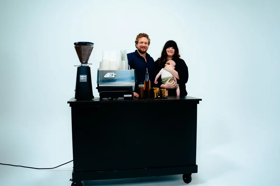 Pop-up espresso bar and coffee cart setup for baby showers and bridal showers in Nashville