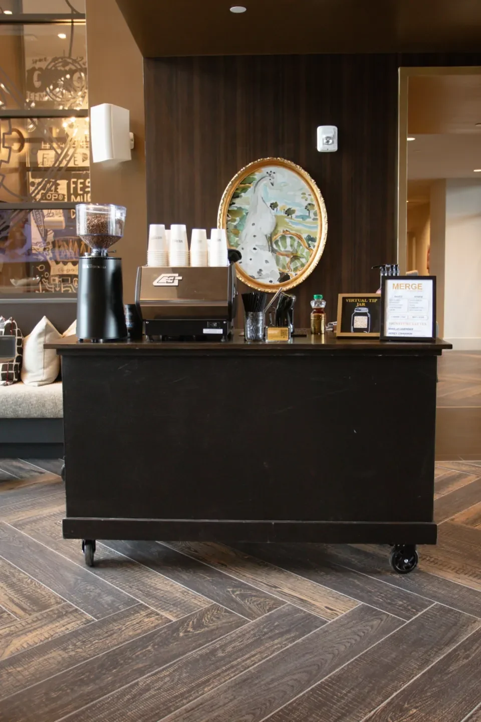 Mobile espresso bar setup for corporate coffee catering and office events in Nashville