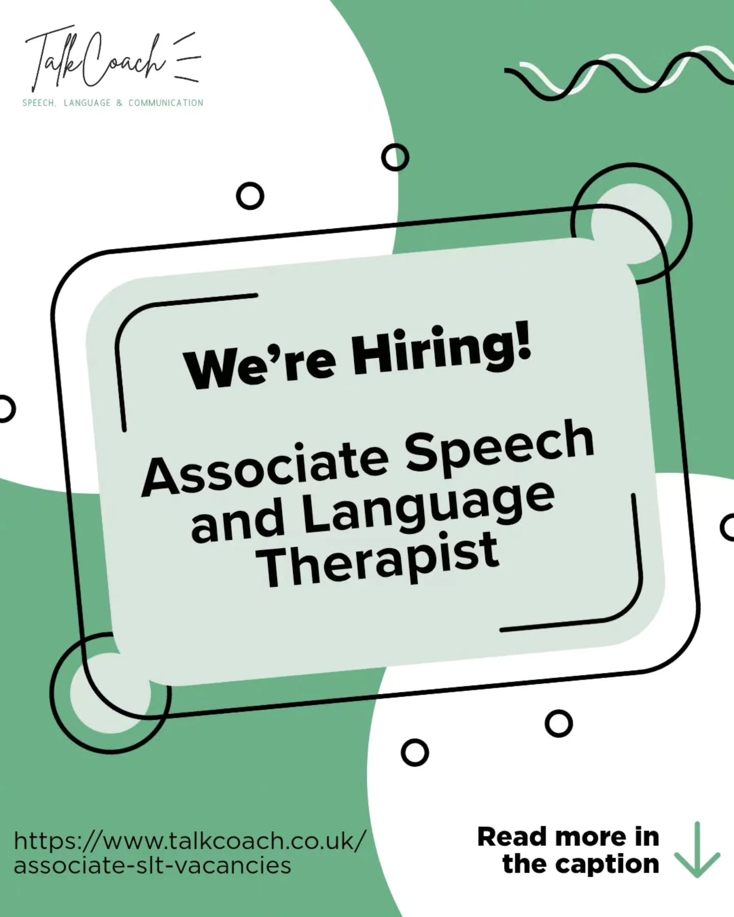 ​🗣 Join the TalkCoach Speech and Language Therapy team!

​We are looking for an Associate SLT to work with adults and young people, starting as soon as you&rsquo;re ready. 

We currently have two main gaps in our service, which could be filled by on