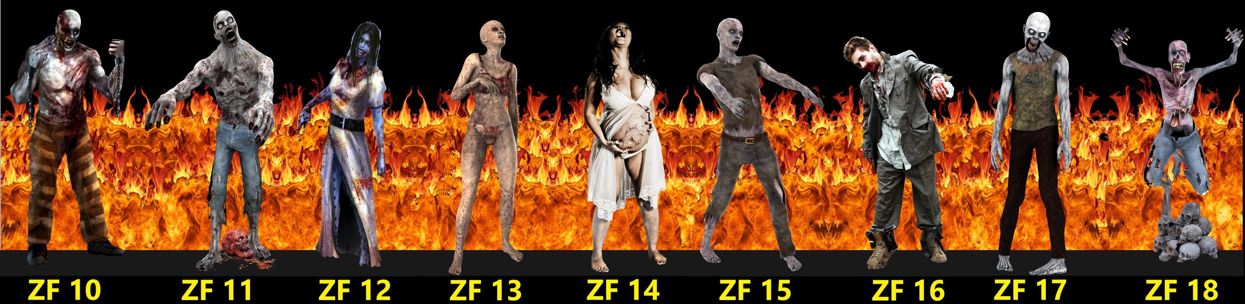 Zombies In Flames(#10-18) Full Scene