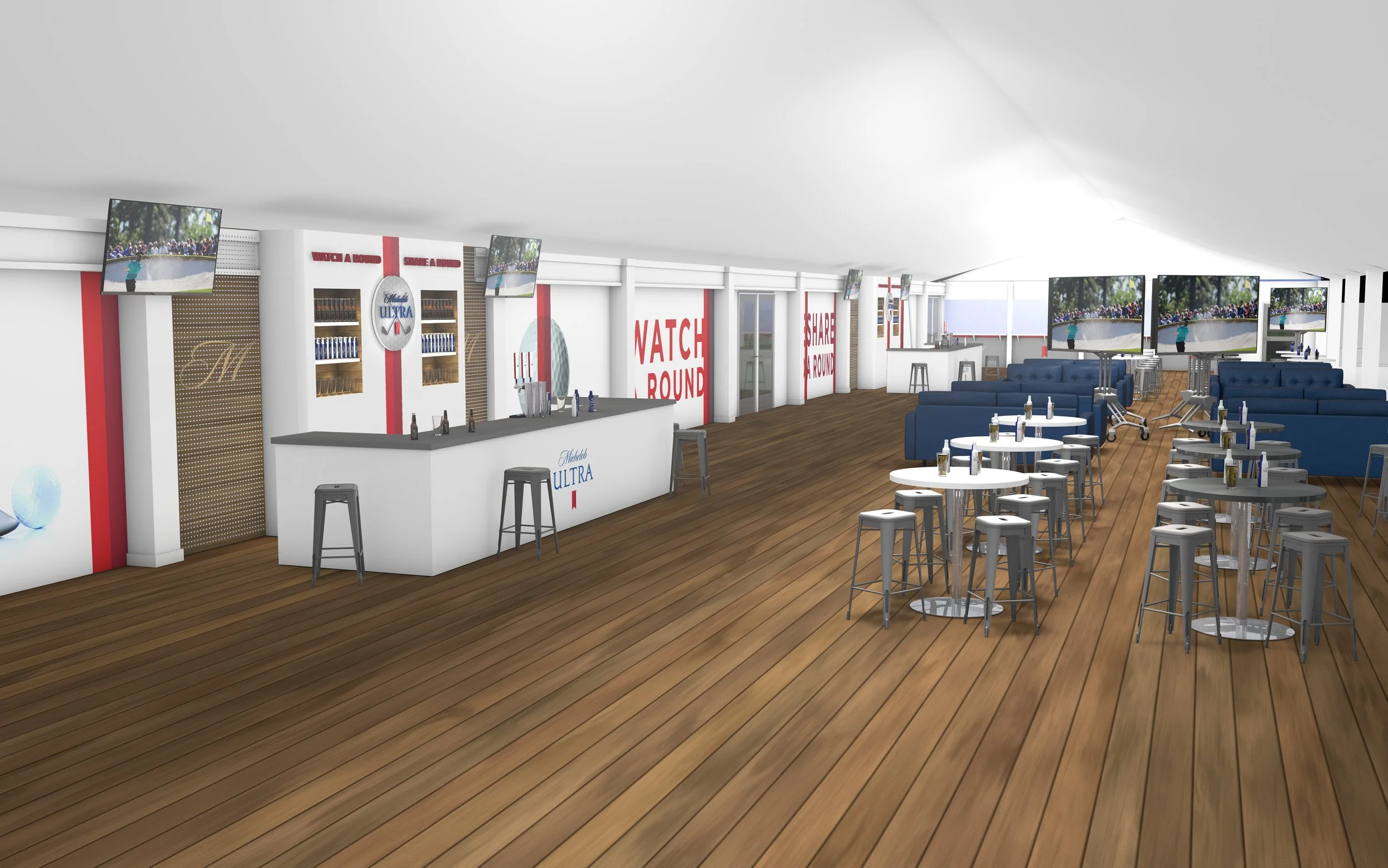 Michelob Ultra Golf Tent Experience. Custom built out tent for the Masters - Michelob Sponsored event.